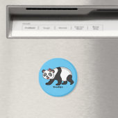 Aimant Cute happy panda bear with flower cartoon (In Situ (Lave-vaisselle))