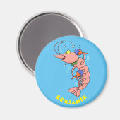 Aimant Cute happy shrimp, dessin animé de crevettes (Recto/Verso)
