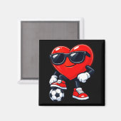 Aimant Cute Heart Playing Soccer Valentines Day Soccer Bo (Recto/Verso)