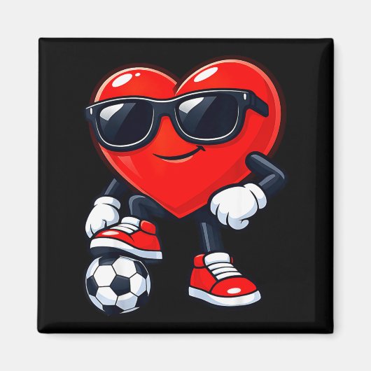 Aimant Cute Heart Playing Soccer Valentines Day Soccer Bo (Devant)