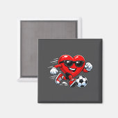 Aimant Cute Heart Playing Soccer Valentines Day Soccer Bo (Recto/Verso)