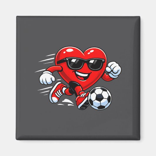 Aimant Cute Heart Playing Soccer Valentines Day Soccer Bo (Devant)