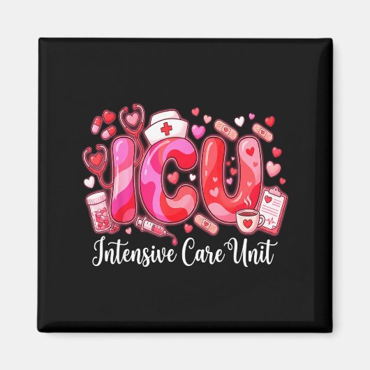 Aimant Cute Hearts Icu Valentine Nurse Valentines Day Shi (Devant)