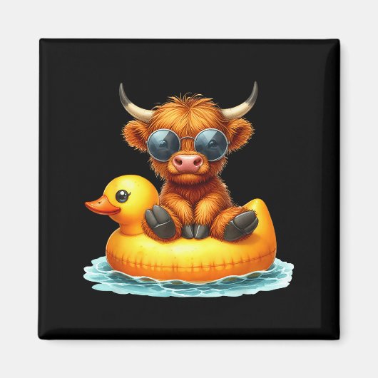Aimant Cute Highland Cow Duck Ol Float Summer Vibes Swimm (Devant)