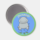 Aimant Cute hippo baby jumping cartoon illustration (Recto/Verso)