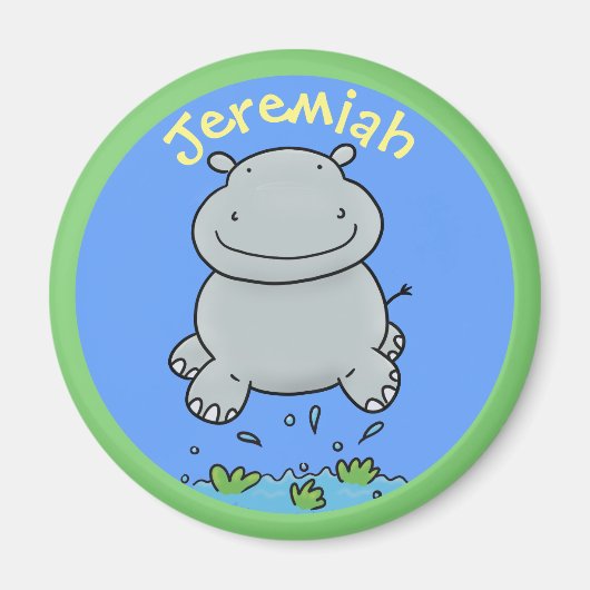 Aimant Cute hippo baby jumping cartoon illustration (Devant)