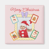 Aimant Cute Holiday Collage with Festive Pastel Frames (Devant)