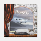 Aimant Cute Home est l'endroit où le chat purrs l'aimant  (Devant)