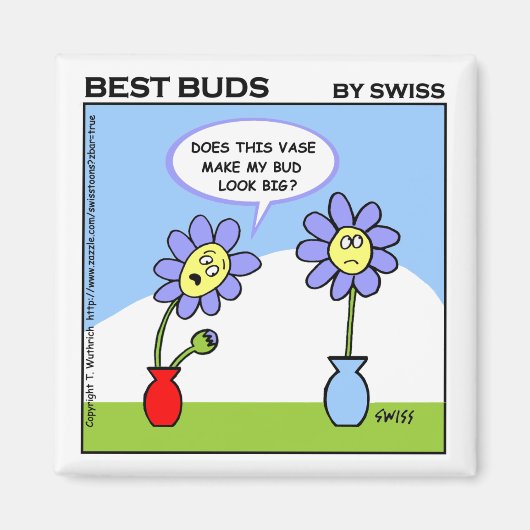 Aimant Cute Husband Wife Humor Cartoon Flowers Funny (Devant)