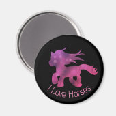 Aimant Cute I Love Horses Cute Glam Pink Horse (Recto/Verso)