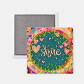 Aimant Cute Inspirational Share Coeurs Floral Fun (Recto/Verso)