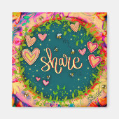 Aimant Cute Inspirational Share Coeurs Floral Fun (Devant)