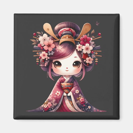Aimant Cute Japonaise Geisha (Devant)