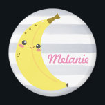 Aimant Cute Kawaii Banana personnalisée<br><div class="desc">Bande joyeuse adorable sur aimant personnalisé rayé mignon.</div>