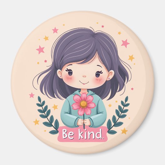 Aimant Cute Kawaii "Be Kind" Illustration (Devant)