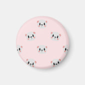 Aimant Cute Kawaii Bear Face Pattern on Pastel Pink (Devant)
