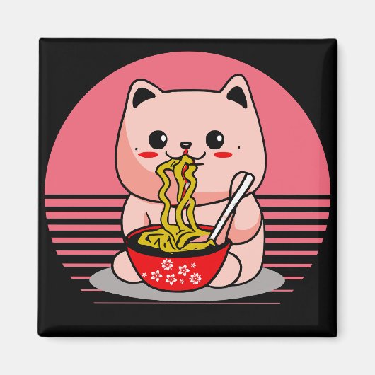 Aimant Cute Kawaii chat ramen (Devant)
