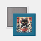Aimant Cute Kawaii Gamer Cat Funny Ramen Retro Japanese C (Recto/Verso)