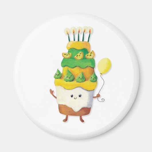 Aimant Cute Kawaii Gâteau d'anniversaire (Devant)