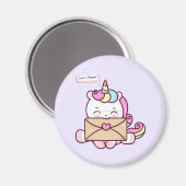 Aimant Cute Kawaii Unicorn Love Illustration (Recto/Verso)