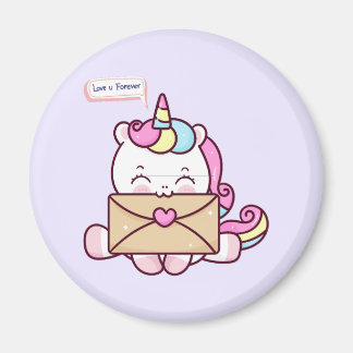 Aimant Cute Kawaii Unicorn Love Illustration