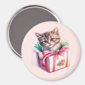 Aimant Cute Kitten dans une boîte Cadeau d'anniversaire (Recto/Verso)