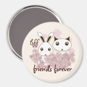 Aimant Cute Kitten et Bunny amis pour les enfants (Recto/Verso)