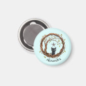 Aimant Cute Kitten noir regarder une étoile (Recto/Verso)