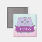 Aimant Cute Kitten Personalised Polka Dot (Recto/Verso)