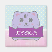 Aimant Cute Kitten Personalised Polka Dot (Devant)