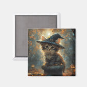Aimant Cute Kitten portant un Casquette sorcier (Recto/Verso)