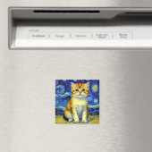 Aimant Cute Kitten Starry Night Van Gogh (In Situ (Lave-vaisselle))