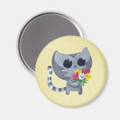 Aimant Cute Kitty Chat et fleurs (Recto/Verso)
