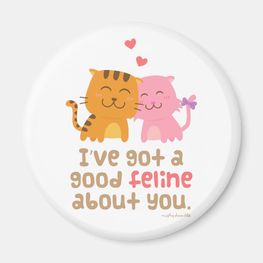 Aimant Cute Kitty Chat Feline Love Confession Pun Humour (Devant)