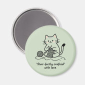Aimant Cute Knitting Kitty Pastel Green Graphic Design (Recto/Verso)