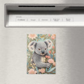 Aimant Cute Koala Elegant Pastel Floral (In Situ (Lave-vaisselle))