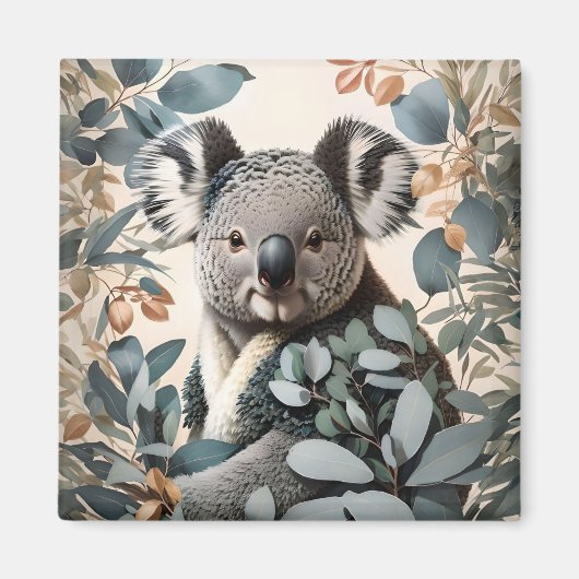 Aimant Cute Koala Eucalyptus Feuilles (Devant)