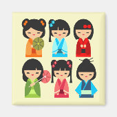 Aimant Cute Kokeshi poupées japonaises (Devant)