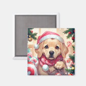 Aimant Cute Labrador Retriever avec casquette pastel & fo (Recto/Verso)