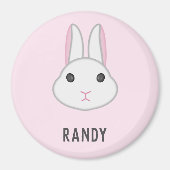 Aimant Cute lapin blanc sur rose (Devant)