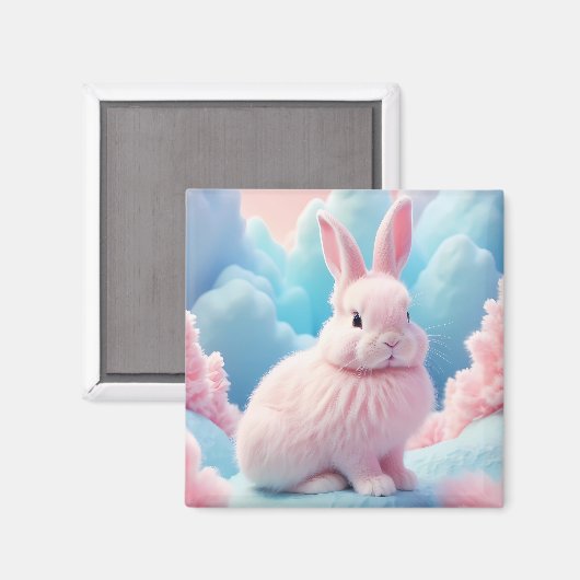 Aimant Cute Lapin Rose Coton Bonbons Nuages (Recto/Verso)