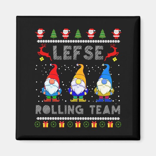 Aimant Cute Lefse Rolling Team Norwegian Gnomes Ugly Xmas (Devant)