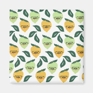 Aimant Cute Lemon Cartoon with Glasses Pattern