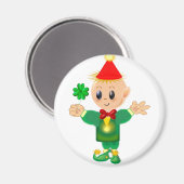 Aimant Cute leprechaun vert avec un chanceux trèfle (Recto/Verso)