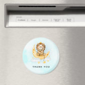 Aimant Cute Lion Pêche sur la Lune Aquarelle Merci (In Situ (Lave-vaisselle))