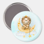 Aimant Cute Lion Pêche sur l'aquarelle de la lune (Recto/Verso)