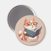 Aimant Cute Little Cat Lire un livre (Recto/Verso)