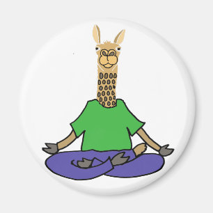 Aimant Cute Llama faisant du yoga Cartoon