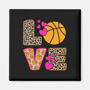 Aimant Cute Love Basketball Leopard Print Women Girls Bas