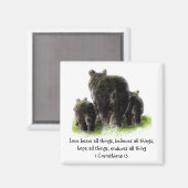 Aimant Cute Love Bears all things Citation 1Corinthiens 1 (Recto/Verso)